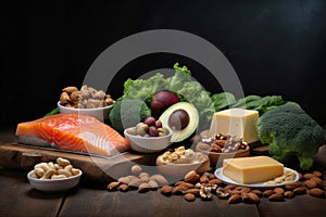 Keto diet, products suitable for the diet are on the table