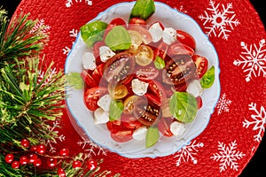 Keto diet salad with decoration for Christmas dinner