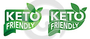 Keto friendly green sticker - badge with leaf