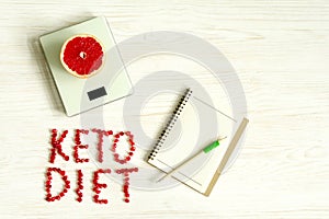 Keto, ketogenic diet concept background.Mock up for healthy weight loss meal plan