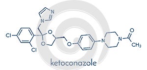 Ketoconazole antifungal drug molecule. Skeletal formula.