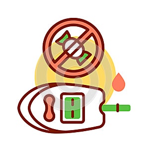 Ketogenic diets for diabetic color line icon. High-fat, moderate protein, very low-carbohydrate diet. Pictogram for web page,