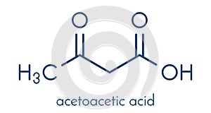 Ketone body acetoacetic acid, diacetic acid molecule. Skeletal formula. photo