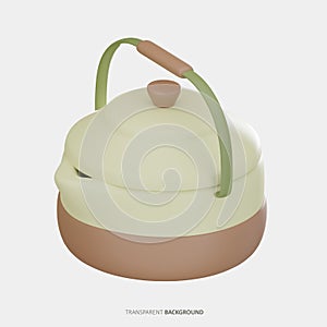 Kettle 3D Icon Illustration Rendering Transparent Background