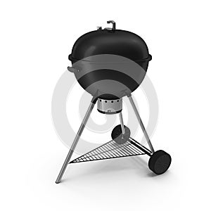 Kettle barbecue grill with cover isolated on white.