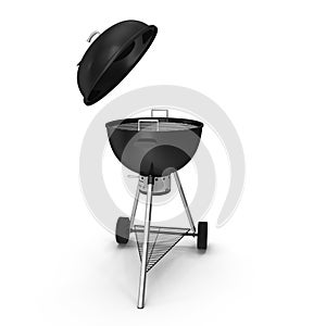 Kettle barbecue grill with cover isolated on white.