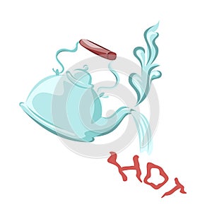 Kettle boil. Vector illustration.