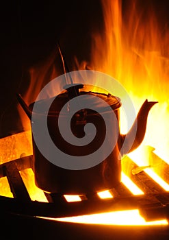 Kettle on a camp fire