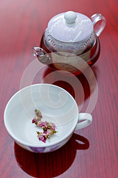 Kettle and a cup of tea roses