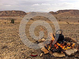 Kettle on a fire pit