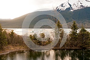 Kettle pond and Mendenhall Lake near Juneau, Alaska