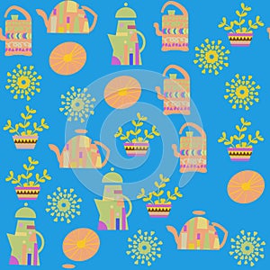 Kettle seamless pattern. It is located in swatch menu, vector