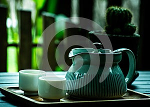 Kettle or tea pot for tea time, relaxation time in the afternoon holiday, slow life concept.