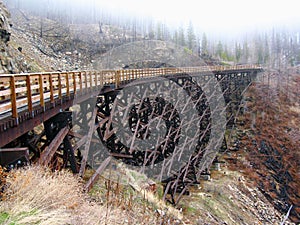 Kettle Valley Railway Trestle Bridge on Myra Canyon near Kelowna, Okanagan Valley, British Columbia, Canada