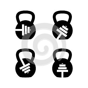 Kettlebell and Barbell Fitnes Gym Logo Design