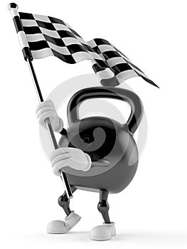 Kettlebell character waving race flag