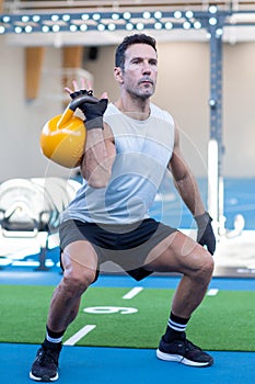 Kettlebell exercise in the gym