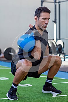 Kettlebell exercise in the gym