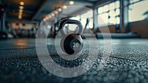 The kettlebell on gym floor. AI generated