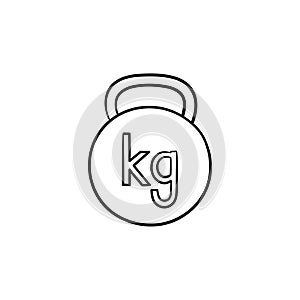 Kettlebell hand drawn outline doodle icon.