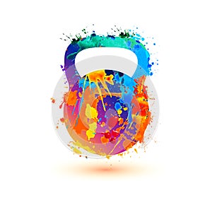 Kettlebell. Splash paint. Vector sign