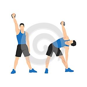 Kettlebell windmills exercise. Flat vector illustration isolated