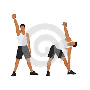 Kettlebell windmills exercise. Flat vector illustration