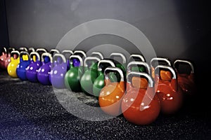 Kettlebells in a crossfit gym