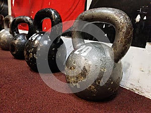 Kettlebells on flor