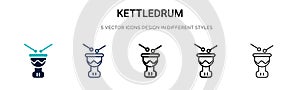 Kettledrum icon in filled, thin line, outline and stroke style. Vector illustration of two colored and black kettledrum vector