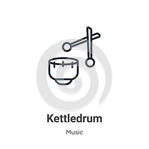 Kettledrum outline vector icon. Thin line black kettledrum icon, flat vector simple element illustration from editable music