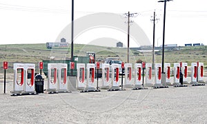 Tesla super charging station in construction at Kettleman City and the 5 Fwy, CA