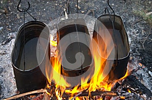 Kettles in fire photo