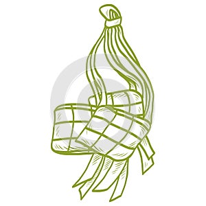 Ketupat Eid Al Fitr Idul Fitri Doodle Art Drawing Vector Illustration