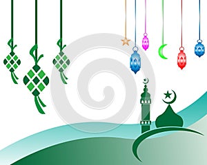 Ketupat vector decoration for Aidil Fitri Ramadan symbol in flat illustration vector