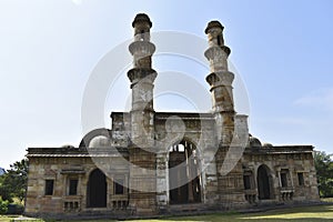 Kevda Masjid, faÃÂ§ade, built in stone and carvings details of architecture, an Islamic monument was built by Sultan Mahmud Begada