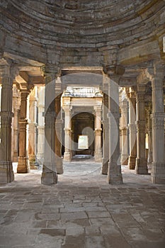 Kevda Masjid, interior, built in stone and carvings details of architecture columns, an Islamic monument was built by Sultan