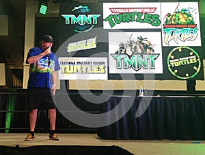 Kevin Eastman, creator of Teenage Mutant Ninja Turtles, onstage at convention