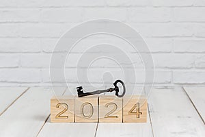 key on 2023 new year block , success concept