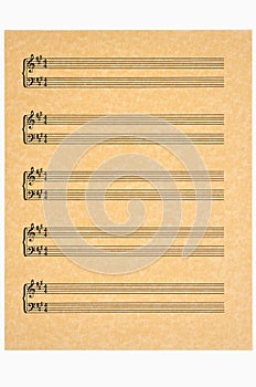 Key of A, Blank Music Sheet on Parchment Paper