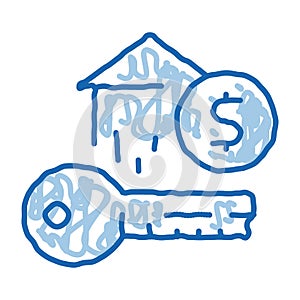 key from bought house doodle icon hand drawn illustration