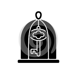 Key in cage black glyph icon