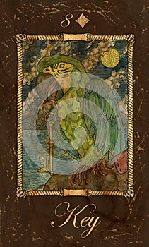 Key. Card of Old Marine Lenormand Oracle deck.