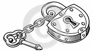 Key, chain, and padlock, security, access, protection, vector design Generative AI