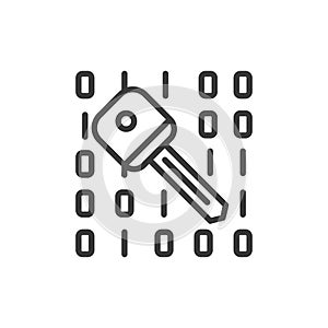 Key code, icon in line design. Key, code, encryption, security, access, unlock, digital on white background vector. Key