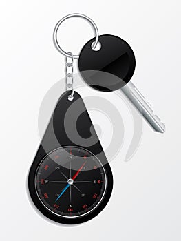 Key with compass keyholder