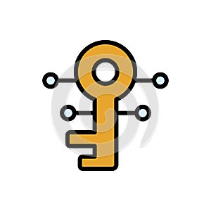 Key cyber attack icon. Simple color with outline vector elements of hacks icons for ui and ux, website or mobile application