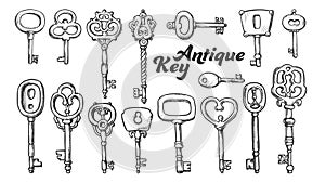 Key In Different Form And Material Ink Set Vector