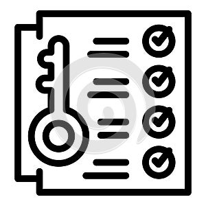 Key document icon outline vector. Loan application