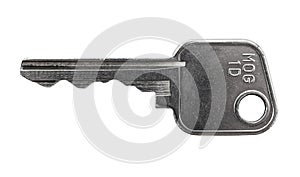 Key from the door lock on a white background close-up. key isolate photo